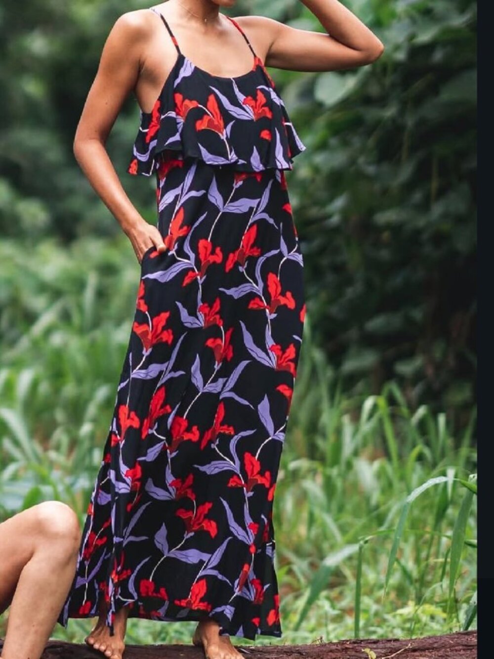 NWOT Fighting Eel Ava Sky black iris maxi dress sz S NEW